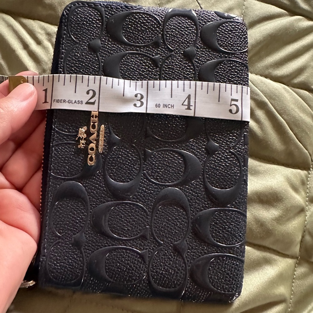 Coach Navy Embossed Leather Wristlet - Picture 7 of 7